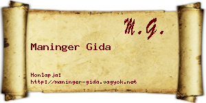 Maninger Gida névjegykártya